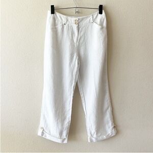 Jones New York 100% Linen Cuffed Capri Ankle Pants